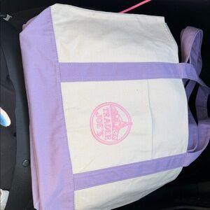 Lavender and Cream Canvas Tote Bag- Trader Joe’s